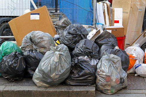 Sorted demolition waste materials ready for recycling