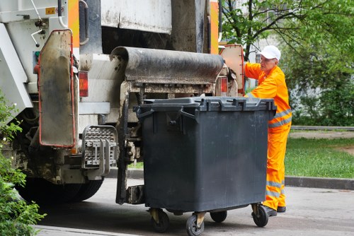 Team briefing during risk assessment for waste removal